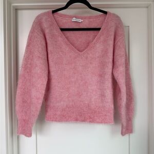 Scanlan Theodore Pink Fuzzy V-Neck Sweater